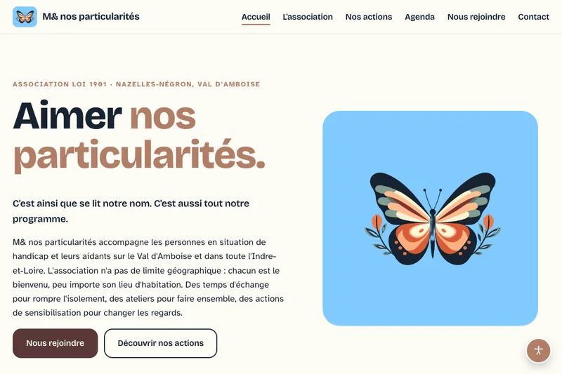 Capture du site M& nos particularités